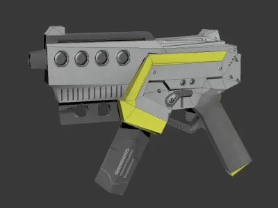 Low Poly  machine pistol Low-poly 3D model