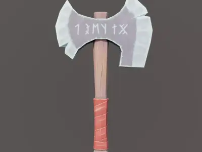 Stylized Viking Battle Axe Low-poly 3D model