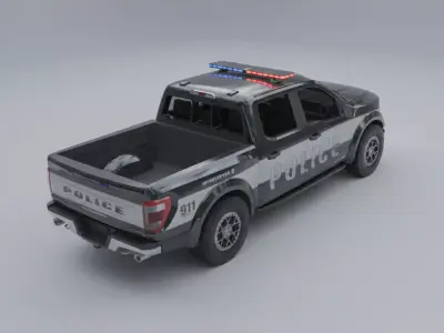 Low Poly Tactical Police Pickup Truck  -Modular and Game Ready Low-poly 3D model