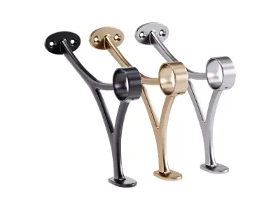 Polished Solid Brass Wall Mount Bar Bracket for Hanging Rail 3D model