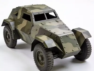 WWII Armored Recon Car 3D Model Low-poly 3D model