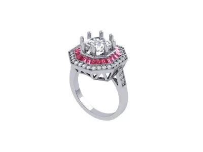 Solitaire Engagement Art Deco Ring 3D print model 72