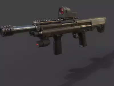 Shotgun gun with light Low-poly 3D model
