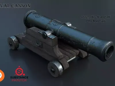 Medieval Cannon PBR 3D model