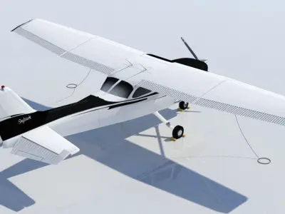 Cessna Skyhawk C172 Static Low Poly   Low-poly 3D model