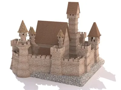 Burg castel Low-poly 3D model