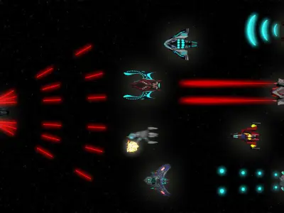 Space fighter collection - PBR  - VR Low-poly 3D model
