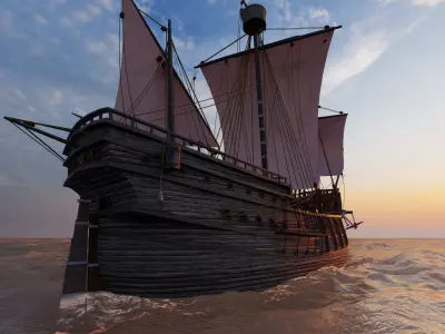 Galeon Ship-Galeon pirate ship-battle ship 3D model by azhaco2022