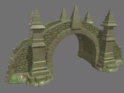 Medieval Bridge Cartoon 01 Low-poly 3D model