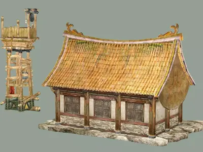 Japan Asian Medieval Hut C House 3D Model Low-poly 3D model
