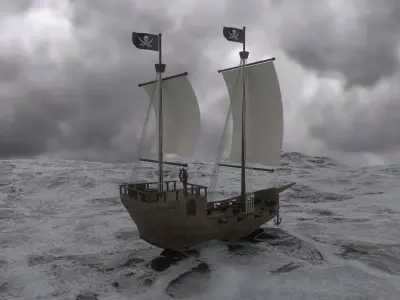 Pirate Galleon Ship -PBR Low Poly 3D Model Low-poly 3D model