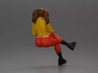 Stylish Woman Relaxing with Confident Poise 3D print model