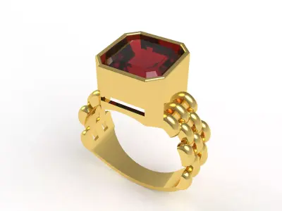 Emerald Garnet Ring 3D print model