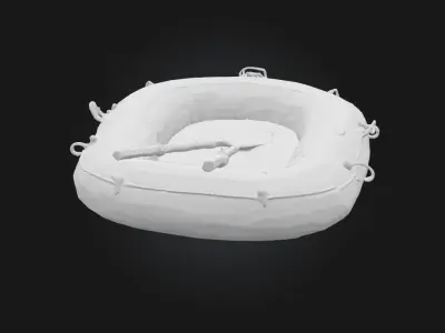 Inflatable Boat with Oars  Lightweight and Ready for Adventure 3D model