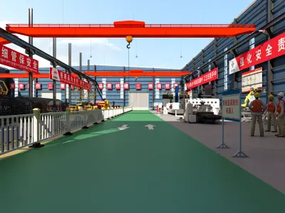 Inside the steel bar production factory 3D model