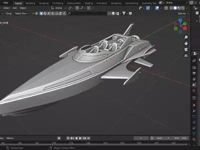 Futuristic Jet Boat 3D print model