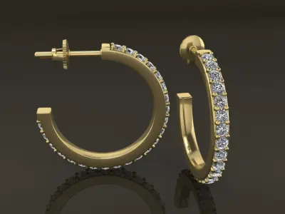 Earring Diamond Hoop Box Opened Back 15mm Inside Diameter  3D print model