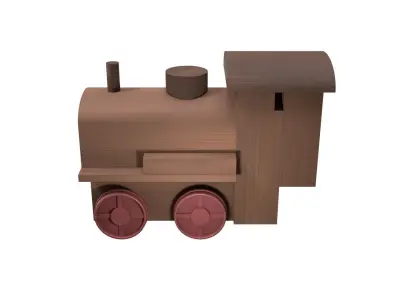 Low Poly Wooden Toy Train Low-poly 3D model purchase