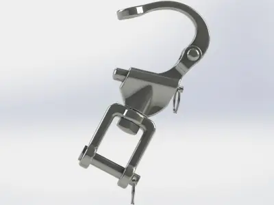 Quick release swivel carabiner with ring 3D model