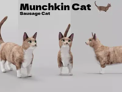 Munchkin Sausage Cat Free low-poly 3D model
