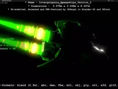 High quality spaceship game ready low poly Low-poly 3D model