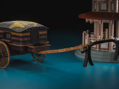 Ancient - Medieval Chinese Qin War Chariot with 4k textures 3D model
