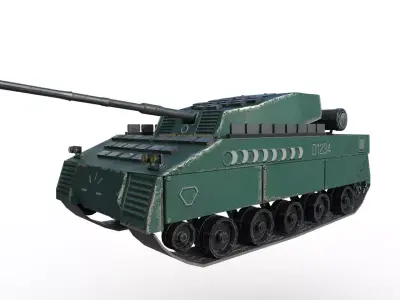 Military Battle Tank Low-poly 3D model
