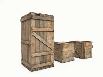 Wooden Boxes Low-poly PBR Free low-poly 3D model