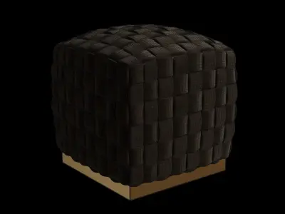 Round Cube Velvet Ottoman 3D model