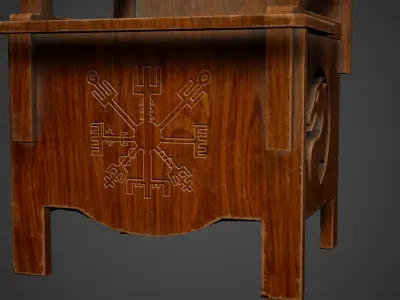 Medieval Chair Low Poly Game Ready Low-poly 3D model