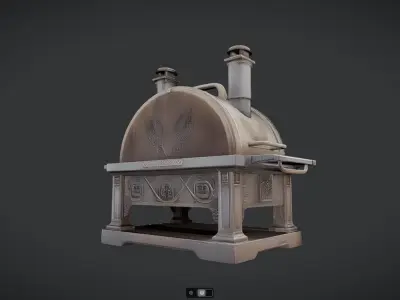 ornate  antique outdoor wood-fired oven 3D model
