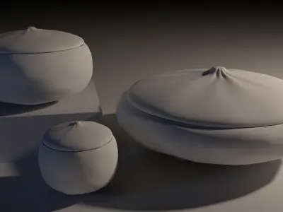 Handmade Clay Dishes 3D model
