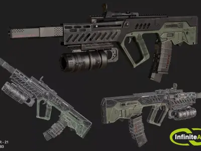 TAR-21 gun Low-poly 3D model