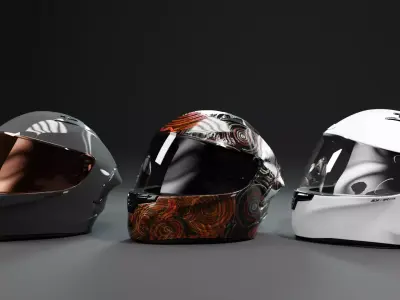 NJS Helmet Fullface  Realistic High-Quality 3D Model Low-poly 3D model