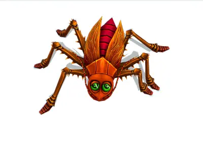 Animated Funny Cartoon Brown Insect Roach Low-poly 3D model