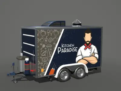 Food Trailer Truck Low-poly 3D model