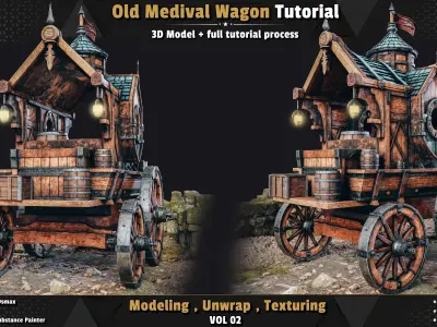 Old Medival Wagon 3D model