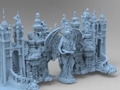Ancient temple Stone temple front 2 3D model