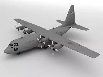 Lockheed C130 Hercules Military Aircraft Low-poly 3D model