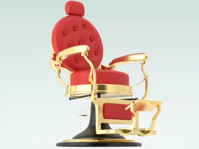 Alesso Professional Barber Chair red 3D model