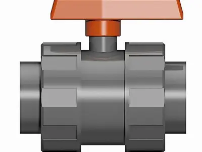 PVC Manual Ball Valves - Metric Socket Ends Free 3D model