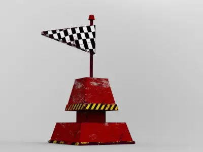 Rusty And Weathered Flag Buoy Low-poly 3D model