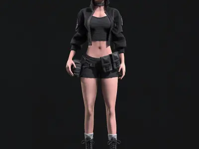 Combat Girl 1 - Game Ready  Low-poly 3D model