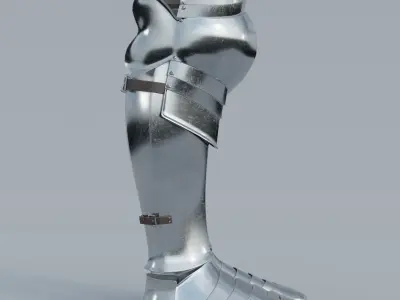 European Medieval Greaves with Sabatons-Solleretes Low-poly 3D model