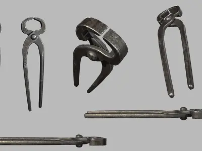 blacksmith tongs Low-poly 3D model