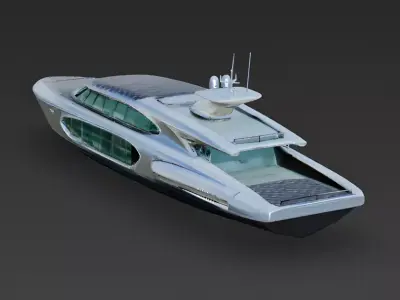 Aura Stream Futuristic Eco-Luxury Yacht 3D Model Low-poly 3D model