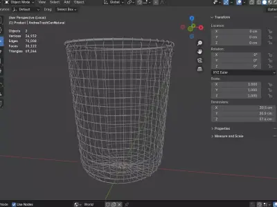 Andrea Trash Can Natural Low-poly 3D model