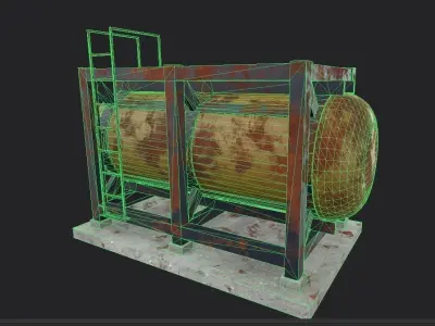 liquid tank M3 - Old Low-poly 3D model