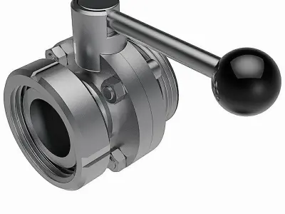 Manual Butterfly Valves - DIN11851 Female x Male Ends -  3D model