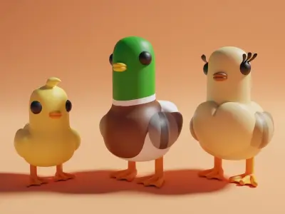 Duck Family 3D model